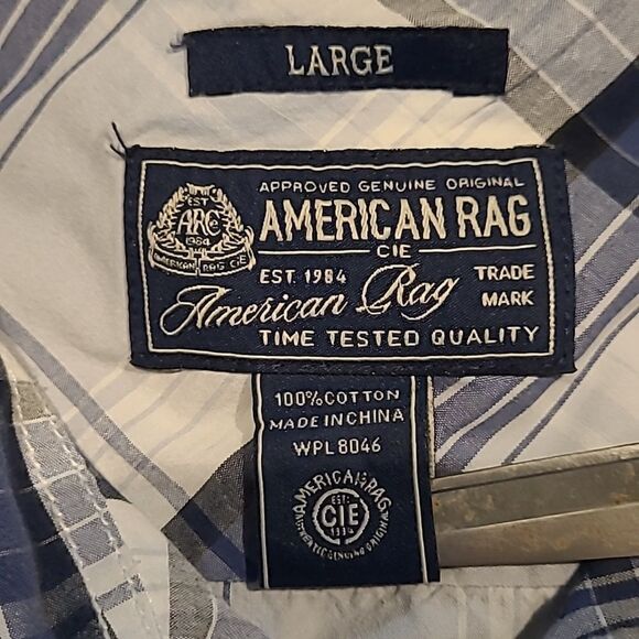 American  Rag sz L 100% cotton button front shirt NWOT - Picture 9 of 9